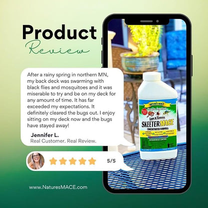 Nature’s MACE Skeeter Pest Repellent Spray - Safe for Pet and Plants, Outdoor Repellent Pest Control, Yard Protection Insect and Spider Barrier Treatment Essential Oil Formula Fresh Scent - 40oz
