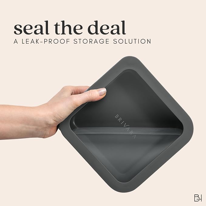 Glass Food Storage Container with Lid, 6-Cup Medium Rectangle | Microwave-Safe Airtight Lid, Oven-Safe Ceramic-Coated Glass | Zero Plastic, No PFAS/PFOA/BPA, Reusable [Onyx]