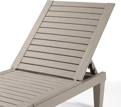 Nestl Sun Tanning Chair - Sand Beige Chaise Lounge Chair Outdoor, Lightweight Pool Lounge Chairs Set of 6, Adjustable 5-Position Reclining Lawn Chair, Waterproof Beach Outdoor Lounge Chairs