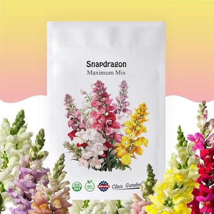 Garden Snapdragon - Maximum Mix - 7,500 Seeds - Mixed Colors, Heirloom Non-GMO USA Grown, Excellent for Pollinators, Annual - Vibrant Flowers for Any Home Garden