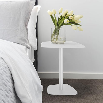 C Table End Table,Tray Metal Sofa Side Table, Accent Coffee Table, Waterproof and Anti-Rust Outdoor&Indoor Snack Table, White (Model B)