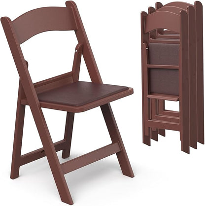 Nazhura Garden and Patio Folding Chair Set of 4 for Event and Wedding, Lightweight with Padded Seat, Water-Proof, Double Braced Frame, Non-Slip Feet, 900LB Capacity (Brown)