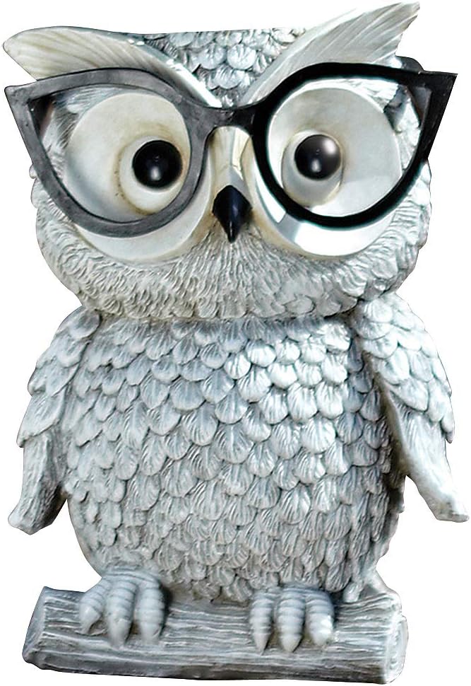 Roman Exclusive White Owl Wearing Silly Black Spectacles Planter, 9.25-Inch, Made of Dolomite/Resin