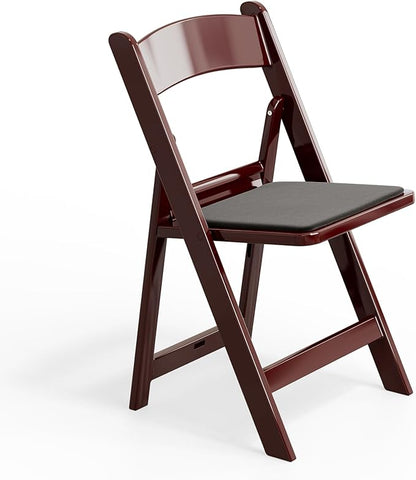 VINGLI Resin Folding Chairs with Cushion, Foldable Plastic Chair with Comfortable Padded Seats, Perfect for Event Party Indoor Outdoor, Reddish Brown, 1 PC