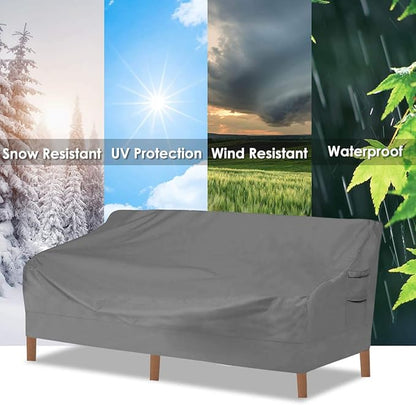 Vailge Heavy Duty Patio Sofa Cover, 100% Waterproof 3-Seater Outdoor Sofa Cover,Lawn Patio Furniture Covers with Air Vent and Handle,85" Wx 37" Dx 35" H,Grey