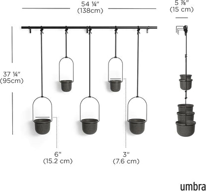Umbra Triflora Hanging Planter, Set of 5, Black