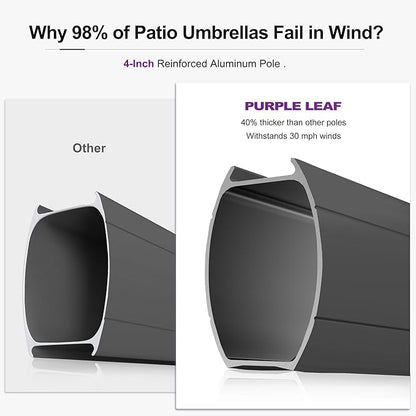 PURPLE LEAF 10' X 13' Cantilever Outdoor Umbrellas Large Patio Umbrella Hanging Double Top Rectangle Offset Umbrella with 360°Rotation Tilting Umbrella Outdoor Patio Grey