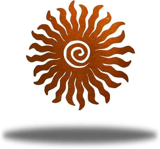 Riverside Designs Sunburst Metal Wall Art Steel Outdoor Decor - Heavy-Duty and Waterproof - Made in USA (12", Copper)