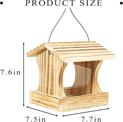 BalterFF Bird Feeders for Outdoors,Wooden Unique Seed Sunflower Food Feeder Blue Cardinal Finch Backyard Platform Balcony Gazebo Tree Fence Wall Mount Effortless Holder Automatic Buddy Gift 4