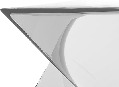LeisureMod 15.75" Stackable Weather-Resistant Plastic Triangular Side Table - Accent End Table for Indoor & Outdoor Use (Clear, Set of 4)