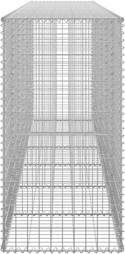 Galvanized Steel Gabion Wall with Covers, Gabion Mesh Wire Wall Panel Galvanized Steel Garden Stone Wire Basket Fencing Patio Decorative Fence, 118"x19.7"x39.4",-190