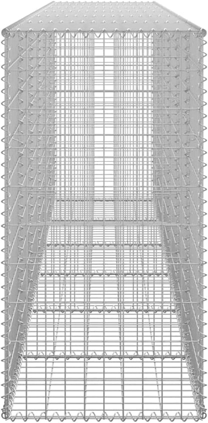 Galvanized Steel Gabion Wall with Covers, Gabion Mesh Wire Wall Panel Galvanized Steel Garden Stone Wire Basket Fencing Patio Decorative Fence, 118"x19.7"x39.4",-190