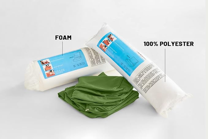 ARTPLAN Olefin 24x24 Deep Seat Patio Cushions for Outdoor Furniture,Extra 6 inch Thick,Back 18"x24",Removable,Replacement,Solid/Floral,Outdoor/Indoor,Invisible Green