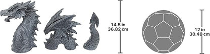 Design Toscano The Dragon of Falkenberg Castle Moat Lawn Garden Statue, 28 Inch Long, 14 Inch Tall, Cast Stone Resin, Gray Stone Finish