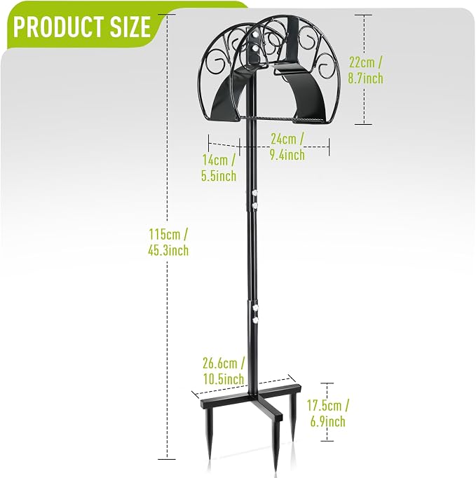 Freestanding Garden Hose Holder, Come with 50FT Water Hose 1/2", Heavy Duty Anti-Rust Hose Hanger for Outdoor Hose Storage