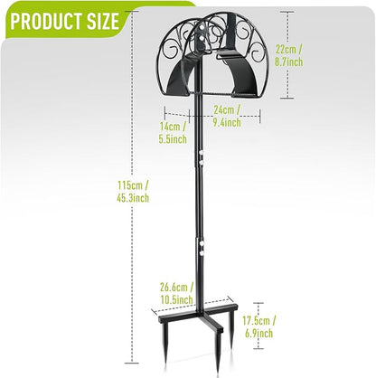 Freestanding Garden Hose Holder, Come with 50FT Water Hose 1/2", Heavy Duty Anti-Rust Hose Hanger for Outdoor Hose Storage