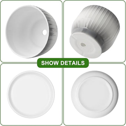 Ceramic Plant Pots,6.7 Inch,Set of 2,Planters with Drainage Hole and Saucer,Flower pots for Indoor Plants,Modern Design(Gray+White)