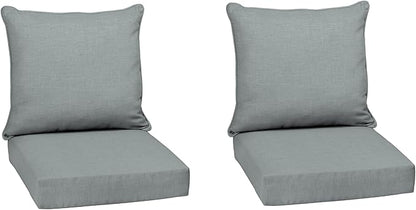 Arden Outdoor Deep Seat Cushion Set (2-Pack), 24 in x 24 in, Weather-Proof, Rain-Proof, Fade Resistant Patio Cushion for Chair, Sofa, and Couch Stone Grey Leala