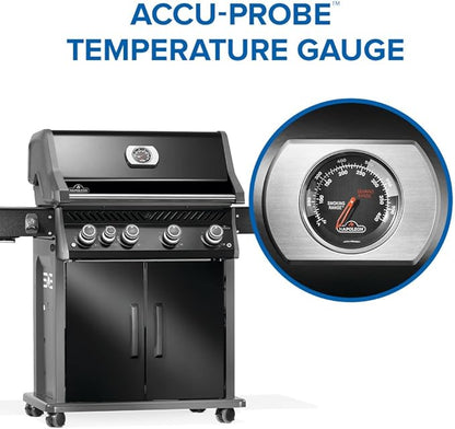 Napoleon Rogue PRO 525 Natural Gas Grill with Infrared Side Burner, Black, Durable 5-Burner Cooking Surface