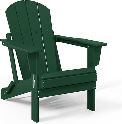 WestinTrends Malibu Malibu Outdoor Folding Poly Adirondack Chair (Set of 8), Dark Green