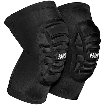 Klein Tools 60614 Knee Pads, Lightweight Padded Knee Sleeves, Breathable Mesh Back, Elastic Cuff with Slip-Resistant Silicone, S/M, Black