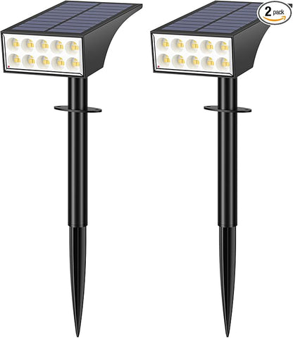 Solar Spot Lights Outdoor Waterproof IP65, Bright LEDs Solar Landscape Lighting for Outside Garden Yard, Solar Powered Spotlights for Accent Uplighting Backyard Statue Palm Tree, 2 Pack/Warm