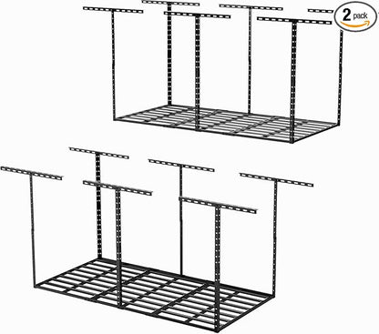 SunsGrove 3x6 Garage Storage Overhead Rack Organization, Adjustable Ceiling Mounted Storage Racks, 800LBS Weight Capacity, 22"-40" Ceiling Dropdown, 2 Pcs, Black