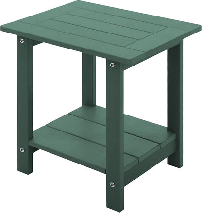 Meluvici Double Adirondack Side Table Weather Resistant, Outdoor Rectangular End Table for Adirondack Chair, Dark Green