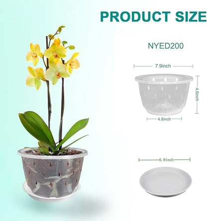 24 Sets 7.8inch Hanging Plant Pot Plastic Orchid Flower Planter with Hook Root Controlling Flower Pot for Indoor Outdoor Balcony Patio Garden Home Decorations