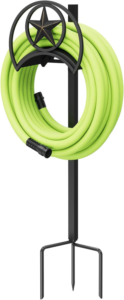 GOFORWILD Garden Hose Holder, Star Decorative, Durable Wall Hose Hanger, Hose Reel, Holds 125-Feet of 5/8-Inch Hose, Made of Gauge Steel