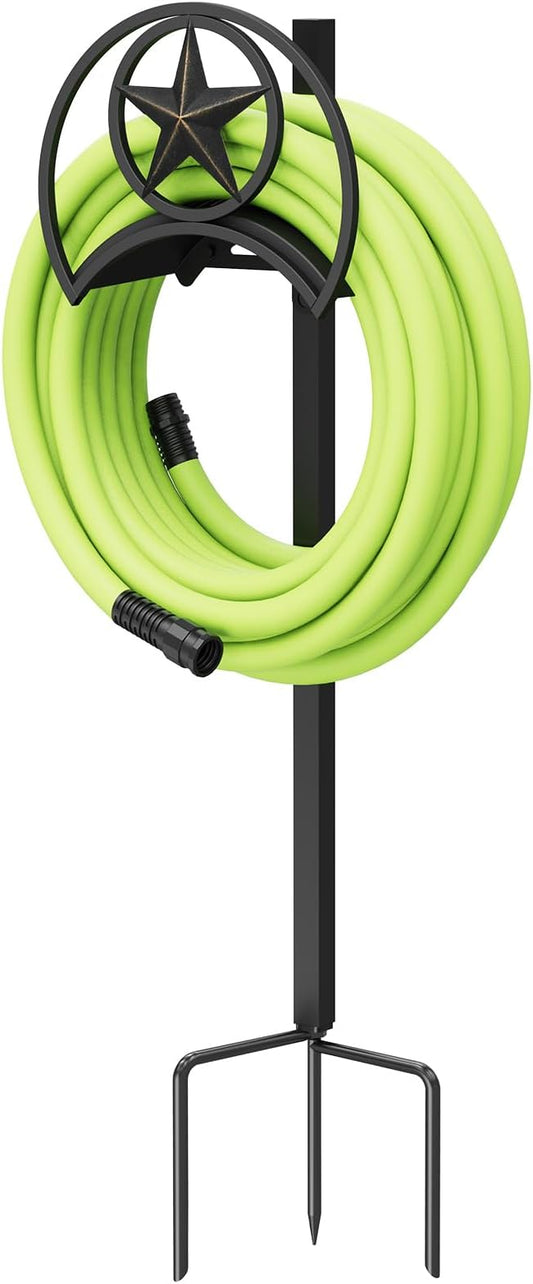 GOFORWILD Garden Hose Holder, Star Decorative, Durable Wall Hose Hanger, Hose Reel, Holds 125-Feet of 5/8-Inch Hose, Made of Gauge Steel