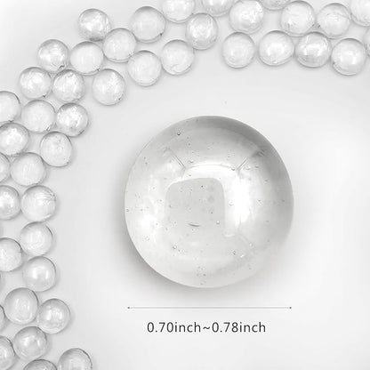 Flat Glass Marbles 1 Pound Vase Filler Fire Pit Glass Pebbles for Indoor Plants, Aquarium Fish Tank Decorations, Home Decor, Fire Pit, Landscaping, Arts Crafts (Clear)
