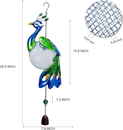 Yinns Bird Feeders - Squirrel Proof Wild Bird Feeder for Outside, Peacock Shaped Birdfeeders, Metal Hanging Bird Feeder for Garden Patio Yard Decor