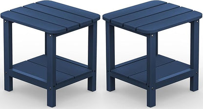 SERWALL Adirondack Table Set of 2, Outdoor Side Table- Blue