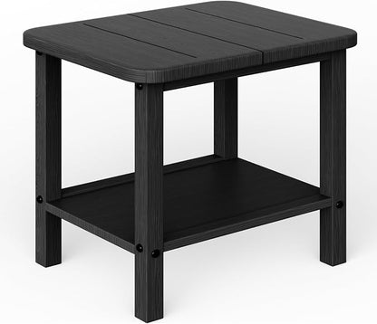 Ayge 17.7" Double Outdoor Side Table, Rectangular HDPE Adirondack End Table for Patio, Lawn, Pool, Garden, Backyard，Black