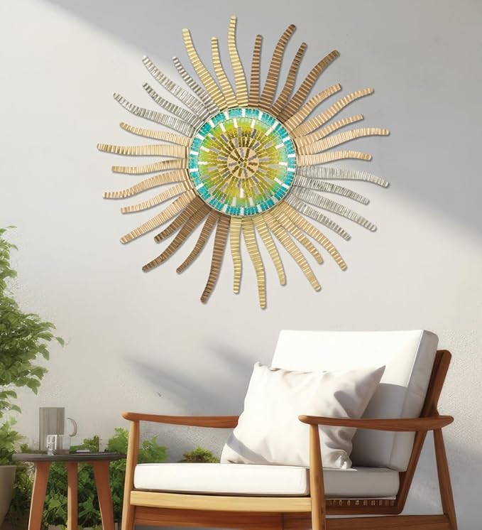 Regal Art & Gift Wavy Large Metal Sun Wall Decor - 30 Inch | Indoor Outdoor Rust-Resistant Sunburst Sculpture | Eye-Catching Metal Sun Wall Art Accent for Patio, Garden, Living Room