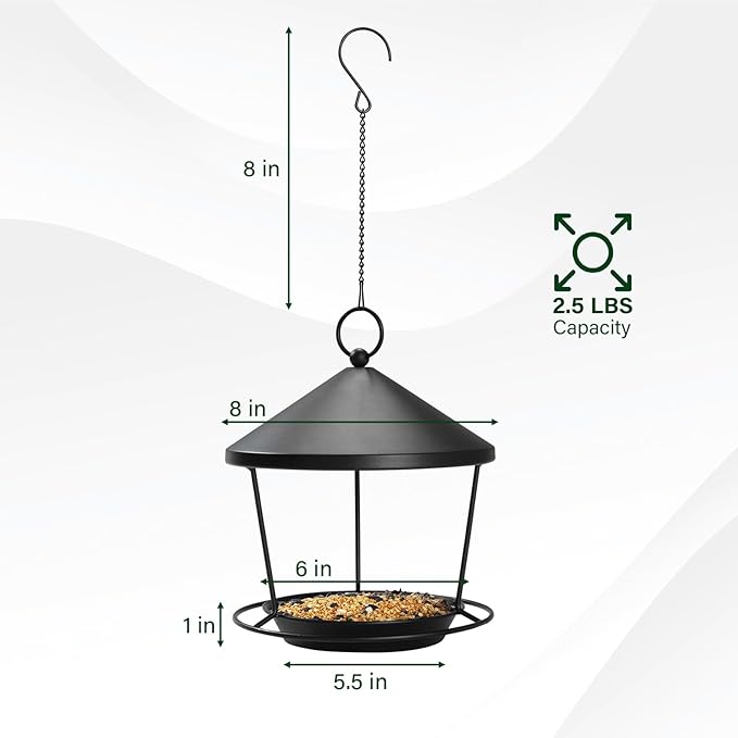 Bird Feeder for Outdoor Hanging,Hanging Bird Feeder with Roof,Elegant Garden Sculpture with Multi-Use Bird Bath and Feeder with Chain and Hook,Creative Decor for Patio Balcony Yard Home (M)
