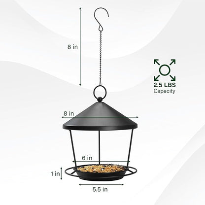 Bird Feeder for Outdoor Hanging,Hanging Bird Feeder with Roof,Elegant Garden Sculpture with Multi-Use Bird Bath and Feeder with Chain and Hook,Creative Decor for Patio Balcony Yard Home (M)