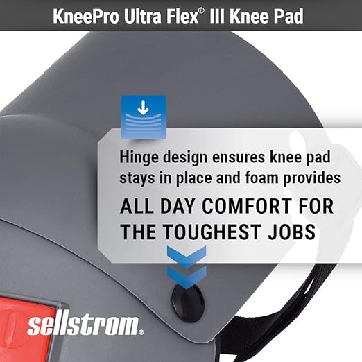 Sellstrom Ultra Flex KneePro Professional Knee Pads for Men & Women with Thick Foam Cushioning & Heavy Duty Hard Outer Shell - Adjustable Straps with Quick-Clips & Ergonomic Metal Hinges - for Construction Work, Gardening, Roofing, Flooring