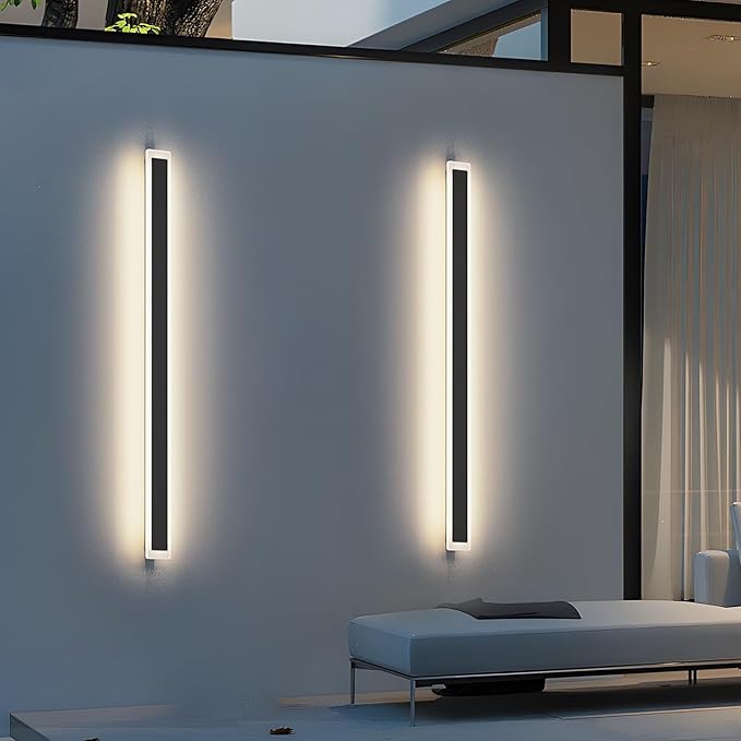 2 Pack 47.2in 4000K Long Outdoor Light IP65 Waterproof Outdoor Sconces Wall Lighting Modern LED Exterior Wall Sconces for Porch House