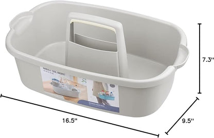 Large Cleaning Supplies Caddy Portable Shower Basket Supply Organizer with Handle Plastic Bucket Tool Storage for Bathroom, Bedroom, Kitchen, College Dorm, Garden, Light Gray 2 Pack