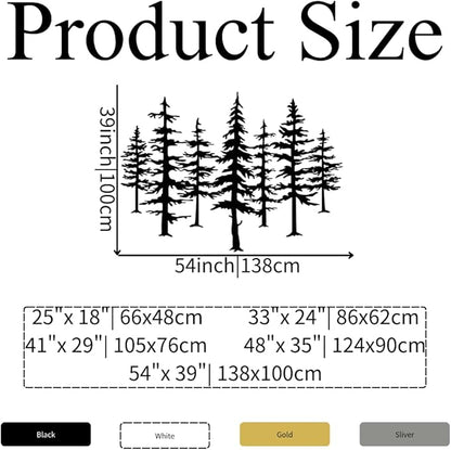 Pine Tree Metal Wall Art, Big Pine Trees Metal Wall Art, Metal Pine Tree Art, Metal Minimalist Pine Wall Decor, Nature and Forest Decor, Tree Decor Wall Hanging, Nature Lover Gift (33"x 24"| 86x62cm, Sliver)