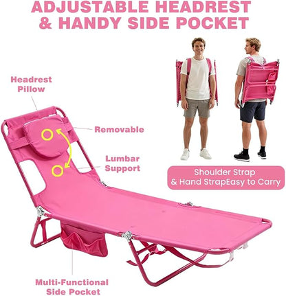 SUNNYFEEL Tanning Chair with Canopy, Face Down Lounger with Backpack Straps | Tanning Chair with Canopy, Face Down Lounger with Backpack Straps