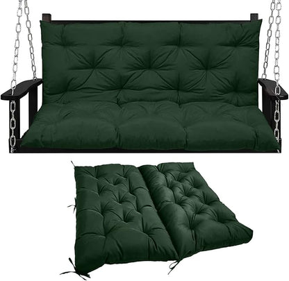 Swing Replacement Seat Cushions, 2-3 Seater Bench Cushions for Outdoor Furnitur with Backrest, Garden Recliner Seat Cushions Waterproof Sofa Pads (Dark Green, 71x40in)