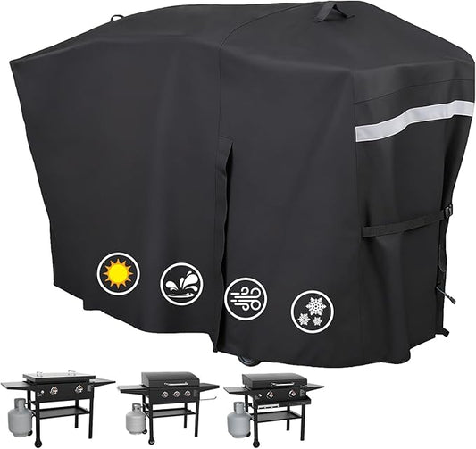Utheer Grill Cover for Blackstone 28 Inch Griddle with Hood, 5483 Cover 600D Waterproof Heavy Duty Flat Top Grill Cover, Full-Length Outdoor Griddle Cover with Zipper and Adjustable Buckles, Black