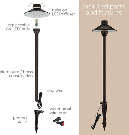 Amped Landscape Lighting Cone 12V Path and Area Light with G4 Socket in Bronze Powder Coated Aluminum