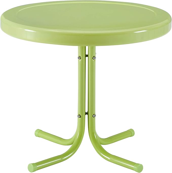 Crosley Furniture Griffith 3-Piece Outdoor Chair and Side Table Set, Retro Metal Bistro Patio Sets for Porch, Key Lime