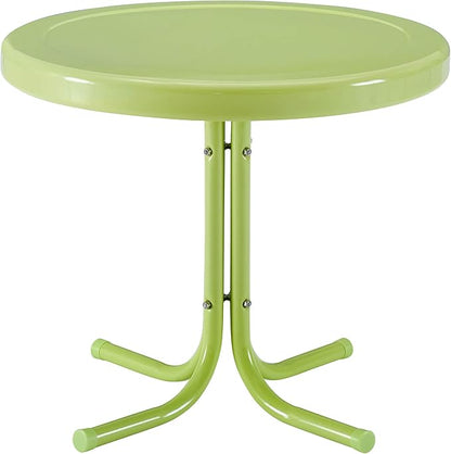 Crosley Furniture Griffith 3-Piece Outdoor Chair and Side Table Set, Retro Metal Bistro Patio Sets for Porch, Key Lime