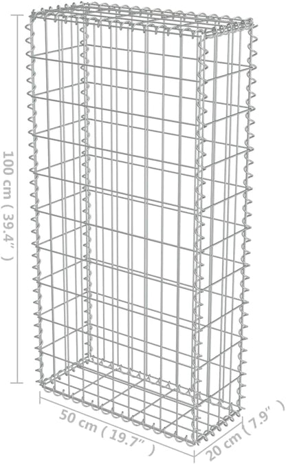 Galvanized Steel Gabion Wall with Covers, Gabion Mesh Wire Wall Panel Galvanized Steel Garden Stone Wire Basket Fencing Patio Decorative Fence, 19.7"x7.78"x39.4",-176