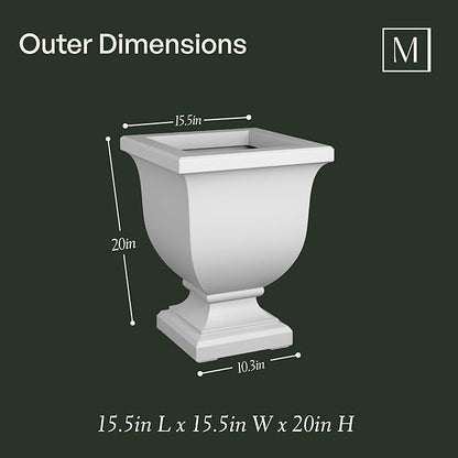 Mayne Inc. Augusta 20in Tall Planter - Black - 15in L x 15in W x 20in H - with Built-in Water Reservoir (5893-B)